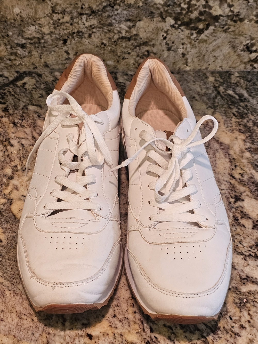 Pull&Bear White Sneakers with Tan Accents
